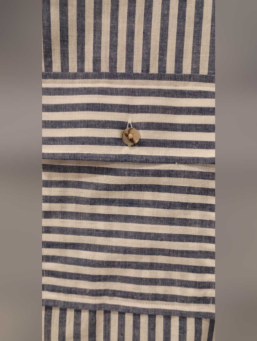 Eden & Olivia Navy and White Striped Button-Down Shirt - Picture 3 of 16